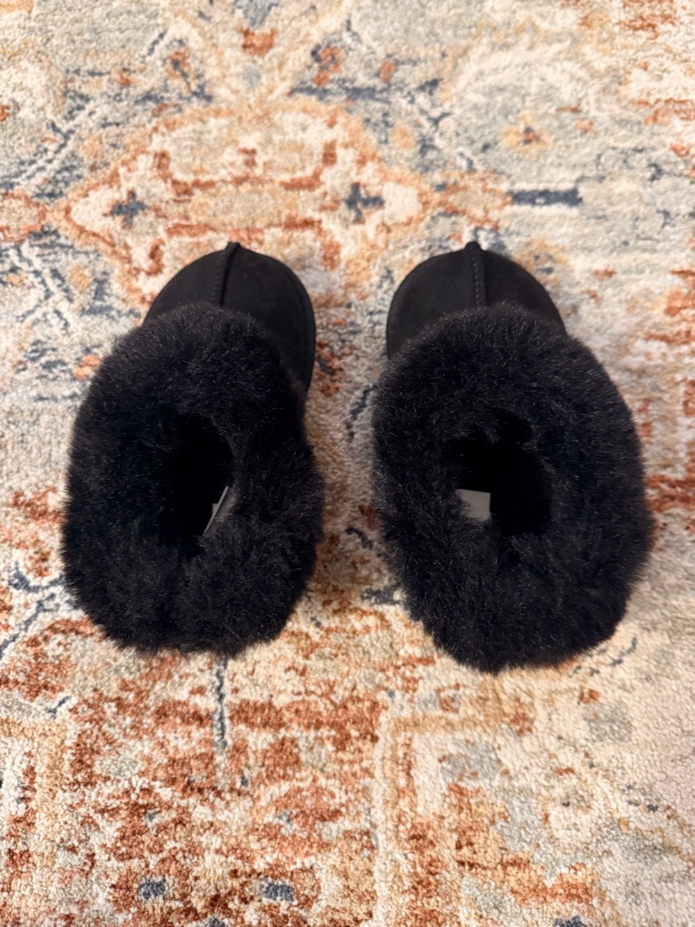 Cat & Jack size 8c Black Fur-Trim Cozy slip on Boot